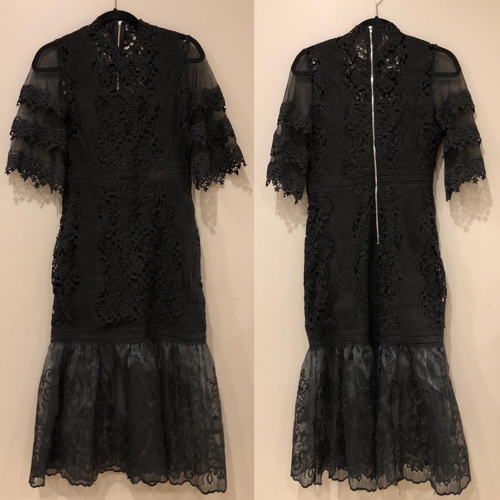 Love Culture Black Tulle Embroidered Dress - Picture 4 of 5